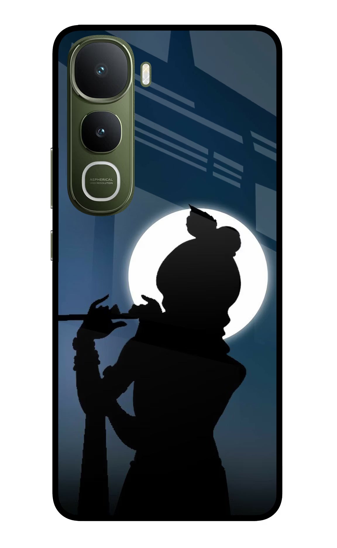 Shri Krishna Silhouette Vivo Y400 5G Glass Case Back Cover by Casekaro