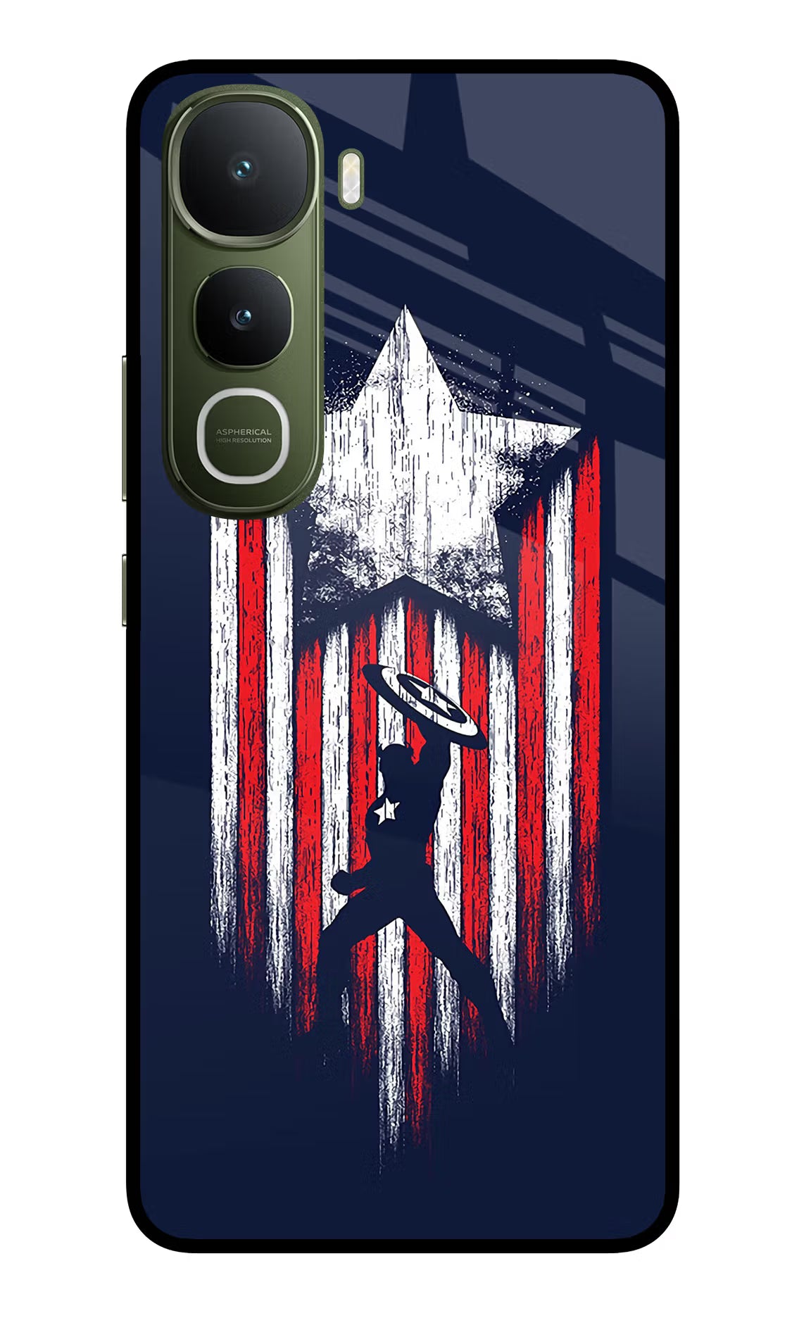 Captain America Marvel Art Vivo Y400 5G Glass Case Back Cover by Casekaro