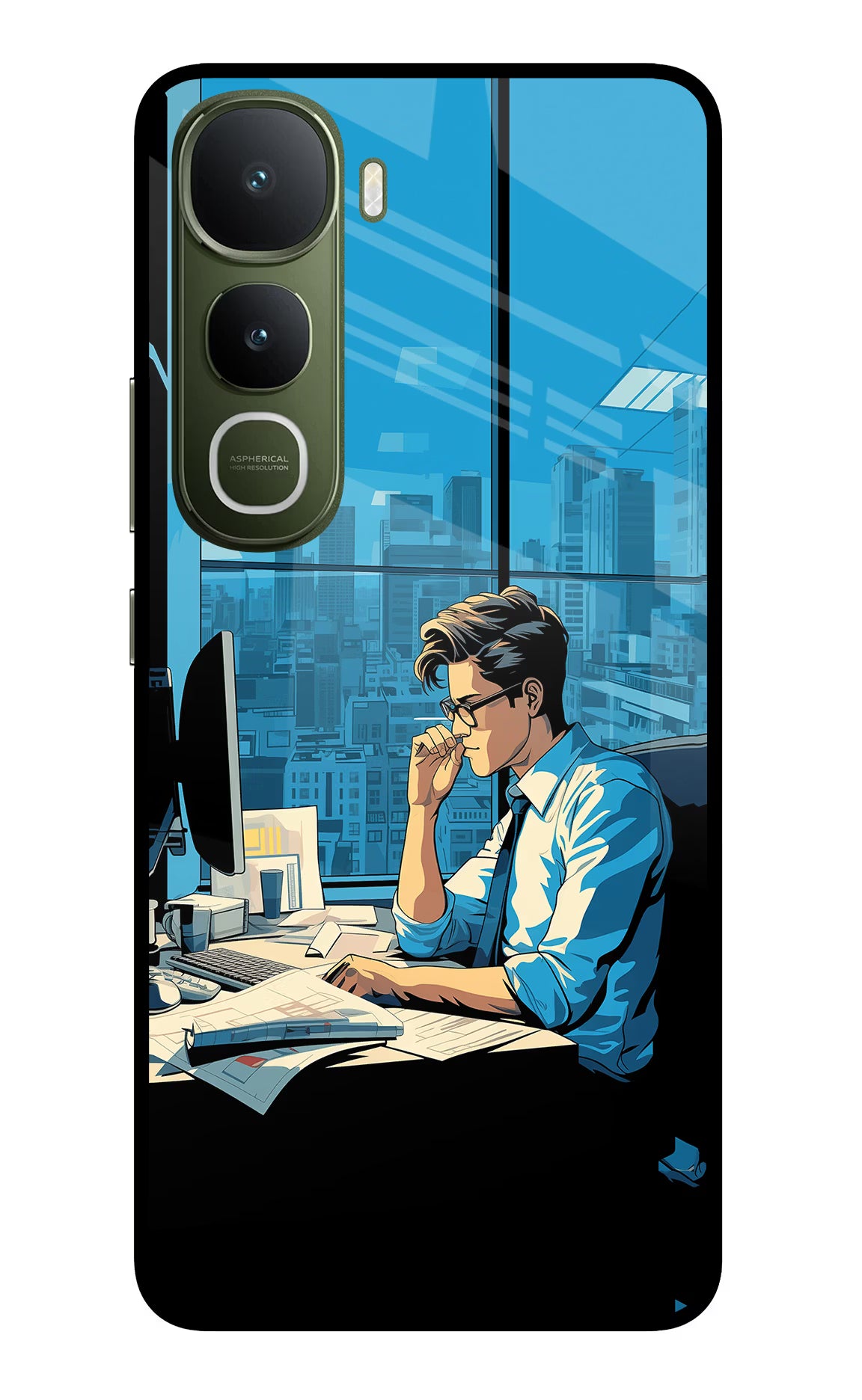 Focused Hustler (AI Generated) Vivo Y400 5G Glass Case Back Cover by Casekaro