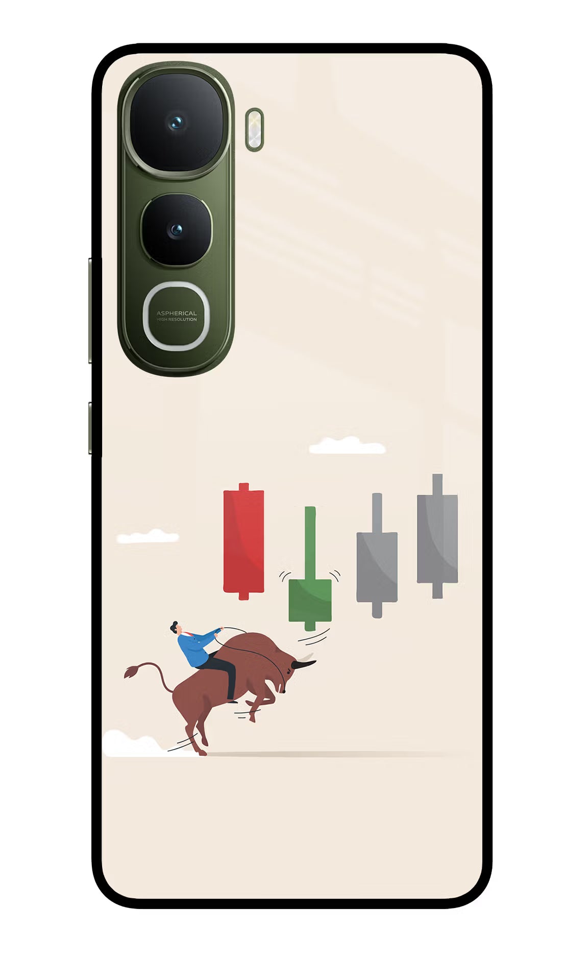 Bull Trading Momentum Vivo Y400 5G Glass Case Back Cover by Casekaro