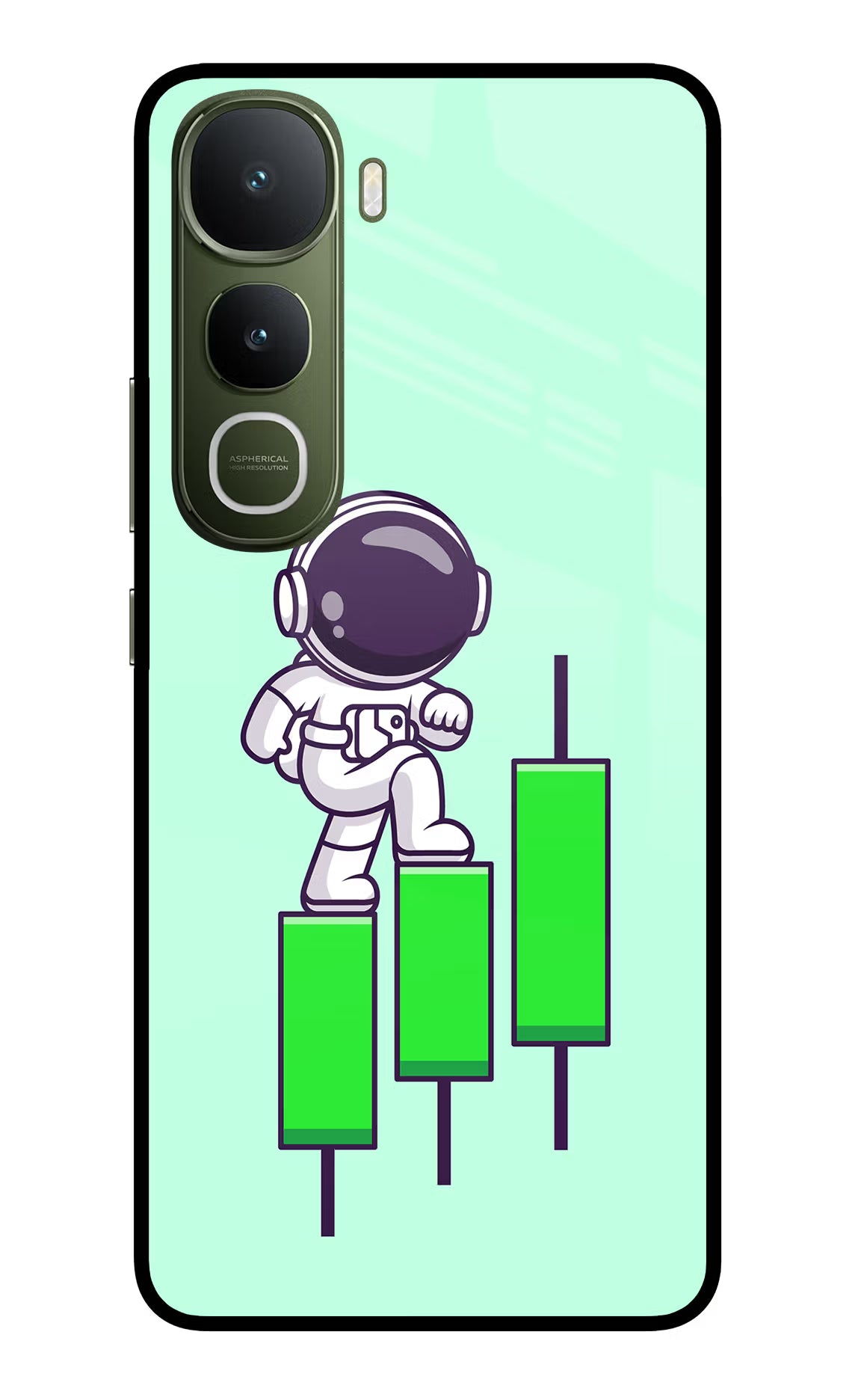 Astronaut Trader Vivo Y400 5G Glass Case Back Cover by Casekaro
