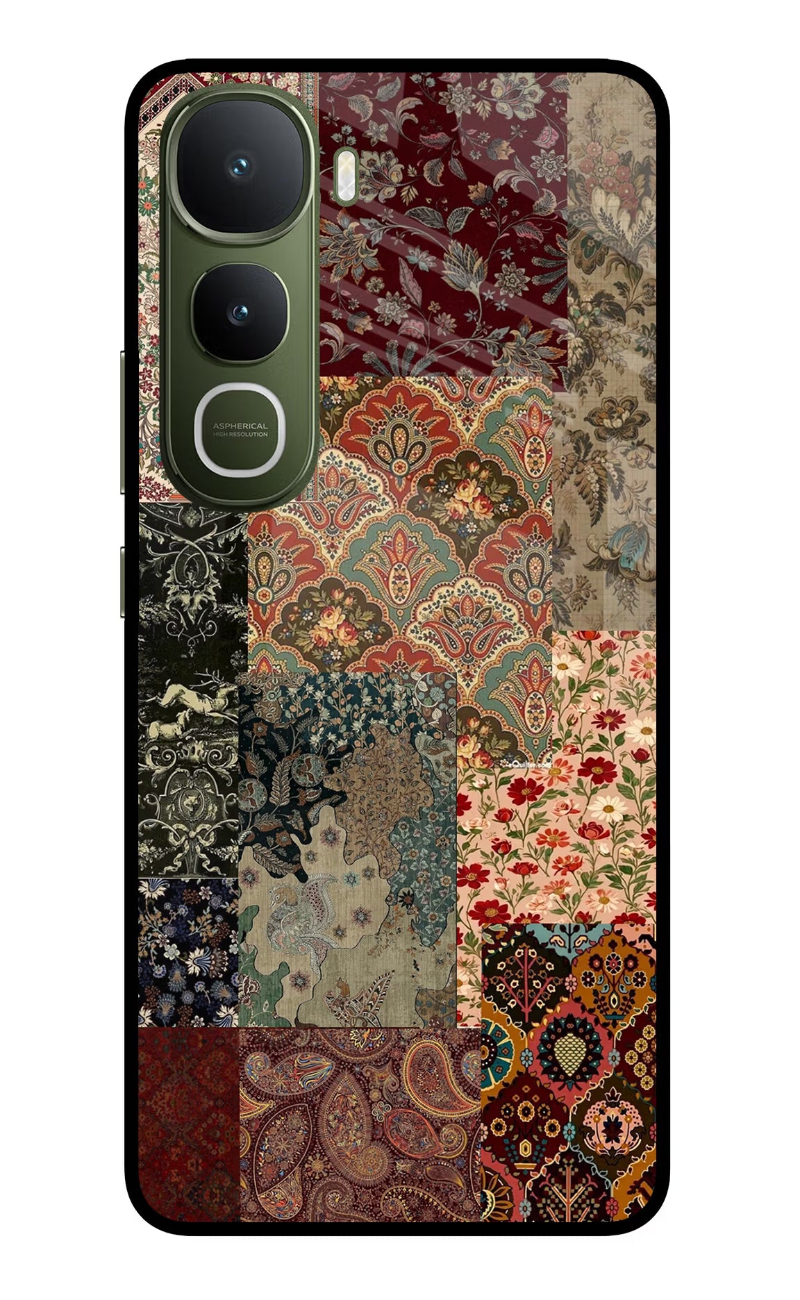 Desi Print Vivo Y400 5G Glass Case Back Cover by Casekaro