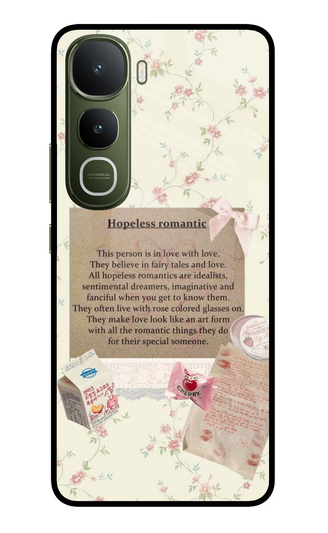 Hopeless Romantic Vivo Y400 5G Glass Case Back Cover by Casekaro