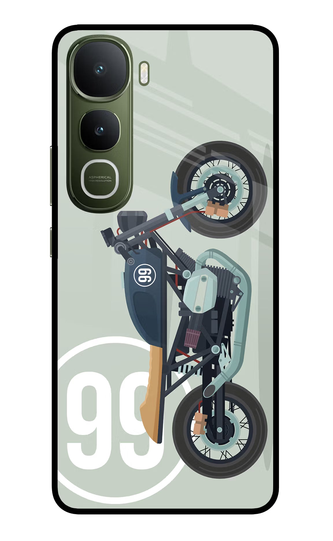Classic Cafe Racer 99 Vivo Y400 5G Glass Case Back Cover by Casekaro