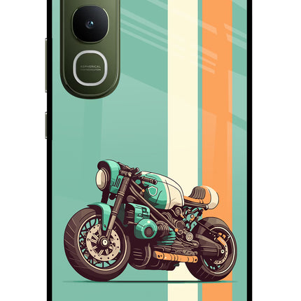 Striped Moto Drift Vivo Y400 5G Glass Case