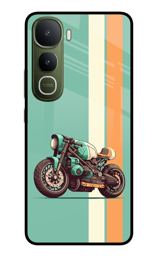 Striped Moto Drift Vivo Y400 5G Glass Case