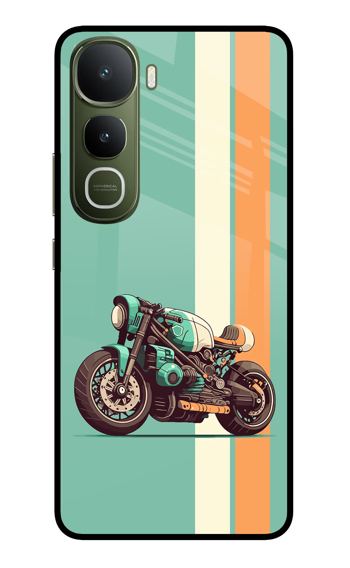 Striped Moto Drift Vivo Y400 5G Glass Case Back Cover by Casekaro
