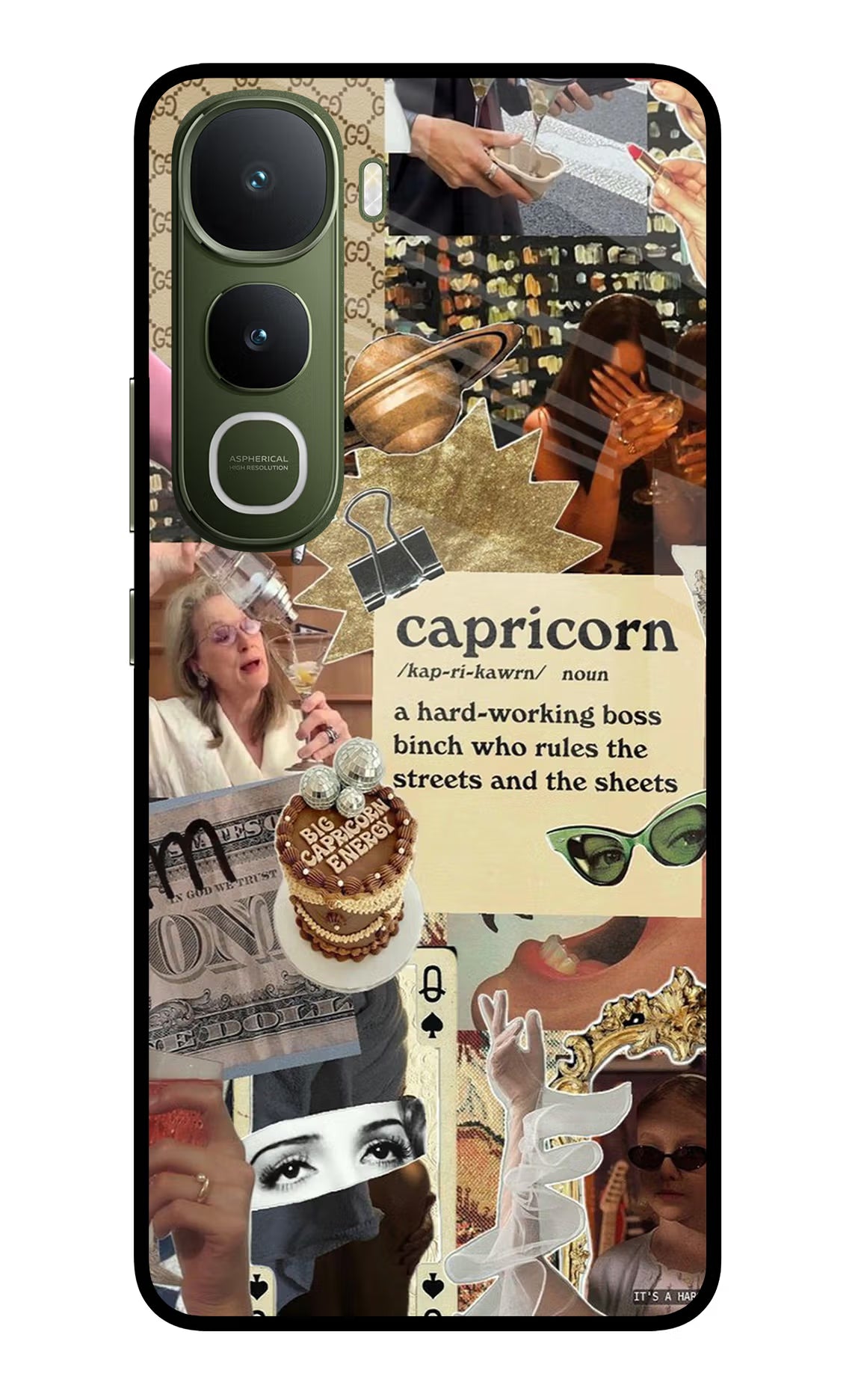 Capricorn Zodiac Vivo Y400 5G Glass Case Back Cover by Casekaro