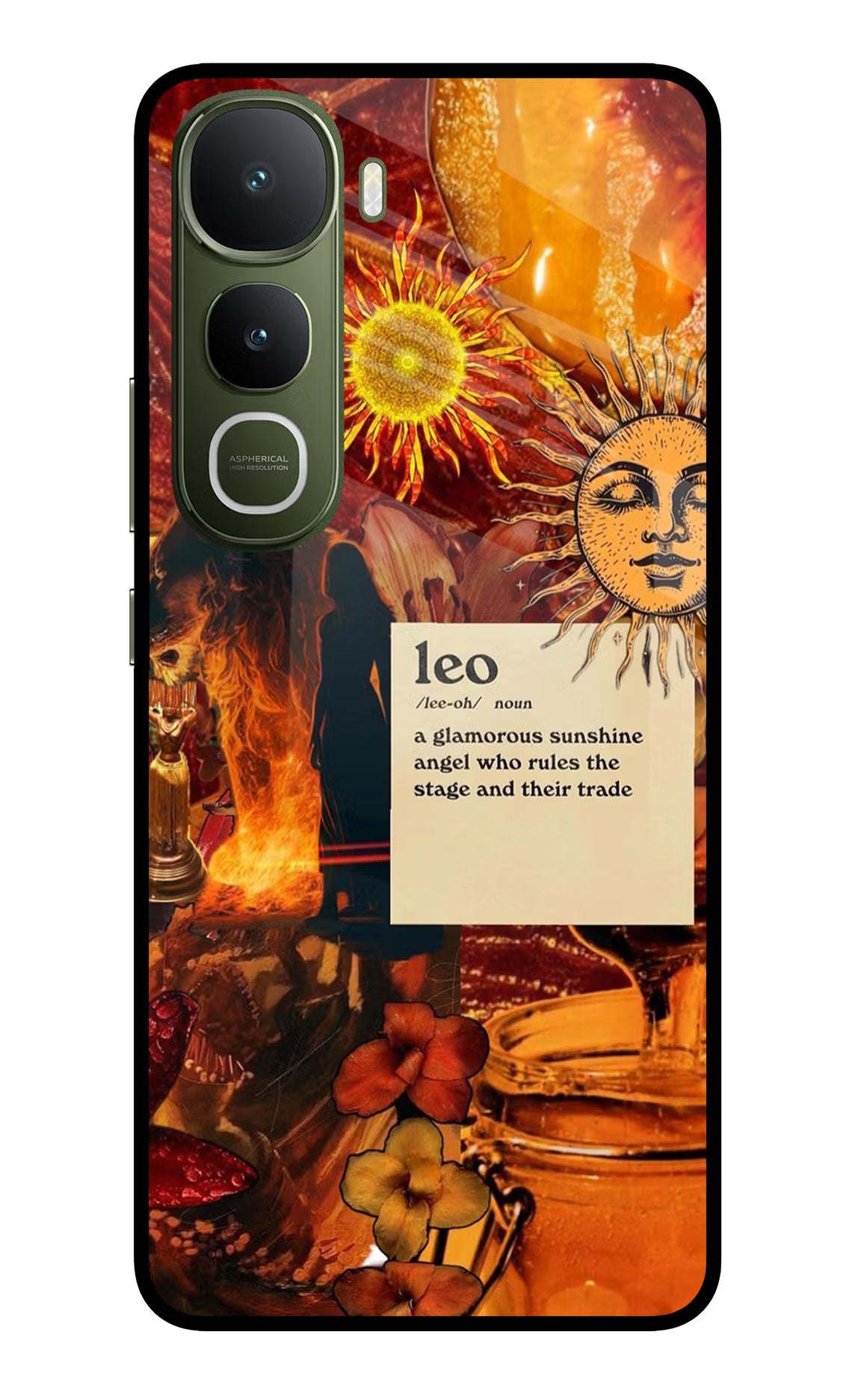 Leo Zodiac Vivo Y400 5G Glass Case Back Cover by Casekaro