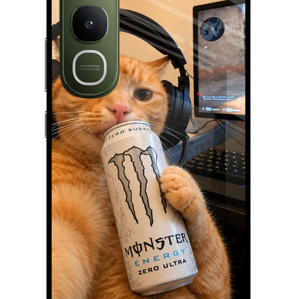 Gamer Cat Energy Vivo Y400 5G Glass Case