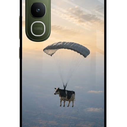 Skydiving Cow Vivo Y400 5G Glass Case