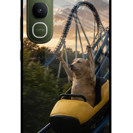 Rollercoaster Dog Vivo Y400 5G Glass Case