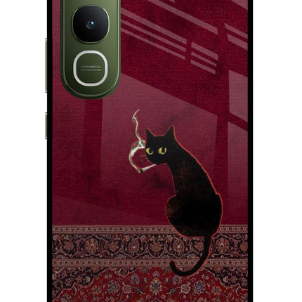 Midnight Cat Vivo Y400 5G Glass Case
