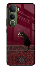 Midnight Cat Vivo Y400 5G Glass Case