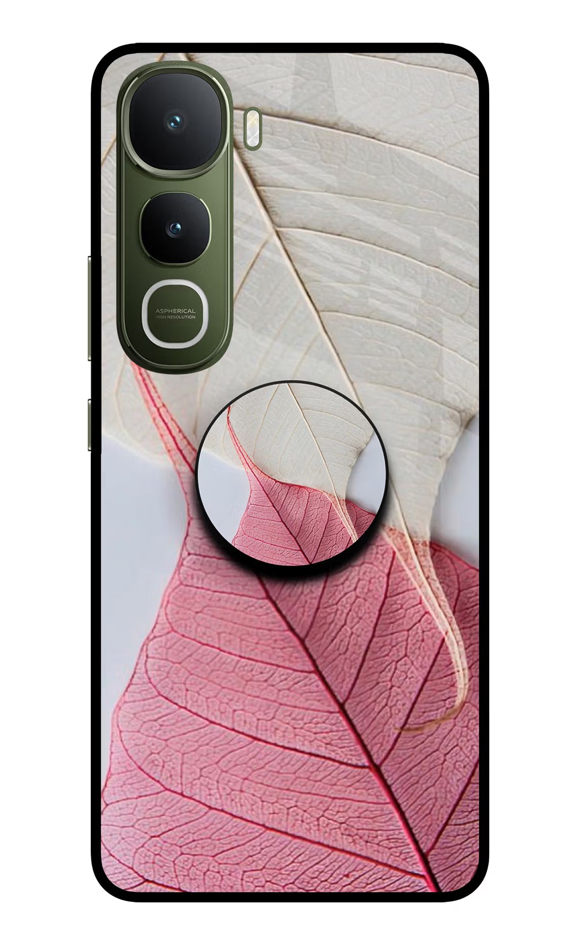 White Pink Leaf Vivo Y400 5G Pop Case by Casekaro