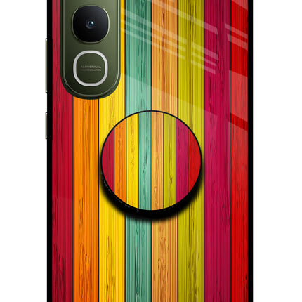Multicolor Wooden Vivo Y400 5G Pop Case by Casekaro