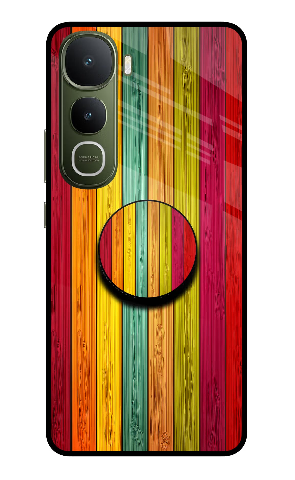 Multicolor Wooden Vivo Y400 5G Pop Case by Casekaro