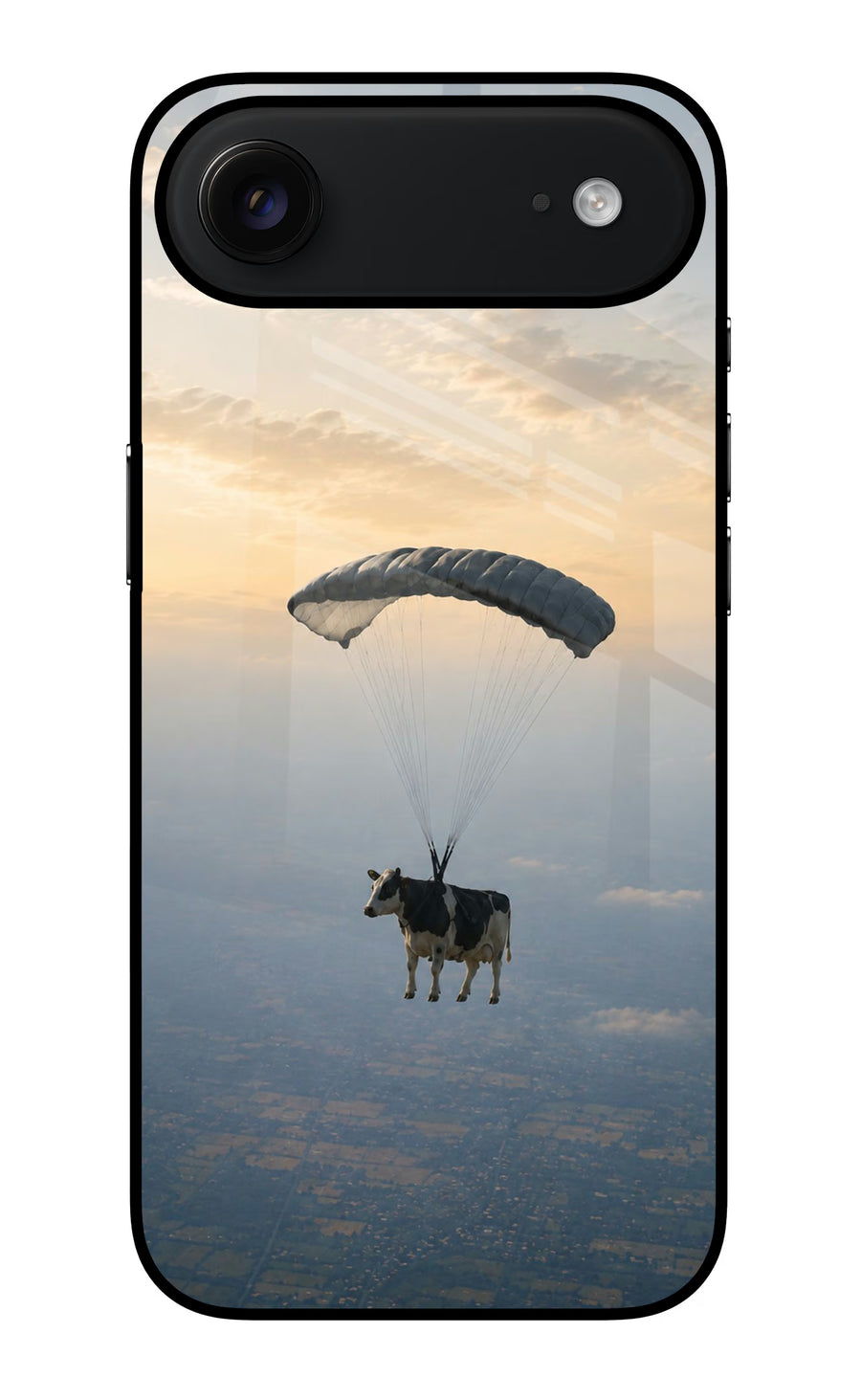 Skydiving Cow iPhone Air Back Cover, Glass case