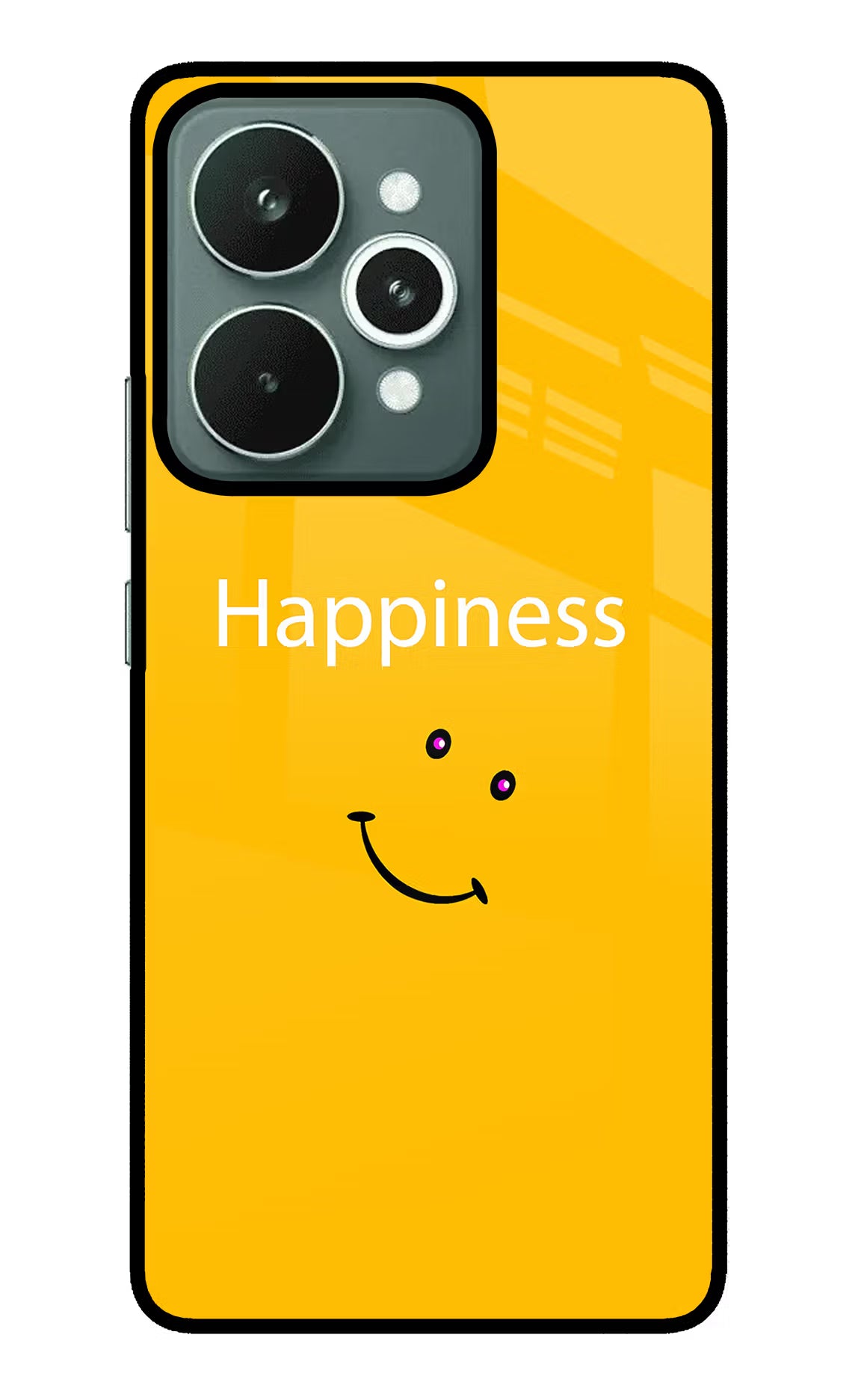 Happiness With Smiley Realme 15 Glass Case Back Cover by Casekaro