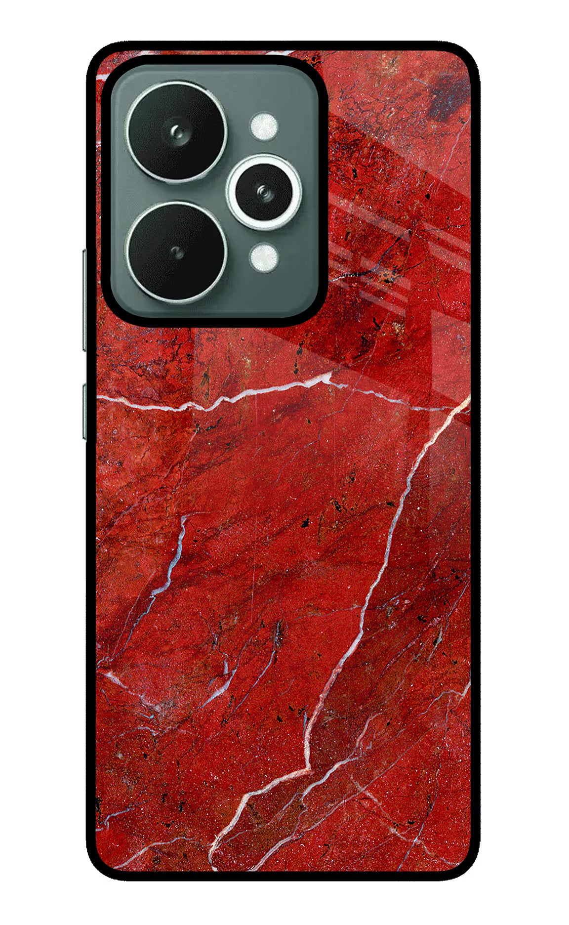 Red Marble Design Realme 15 Glass Case Back Cover by Casekaro