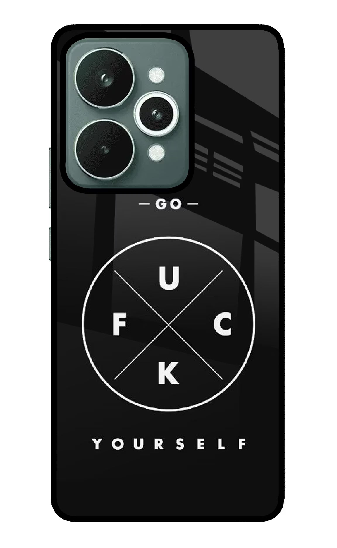Go Fuck Yourself Realme 15 Glass Case Back Cover by Casekaro