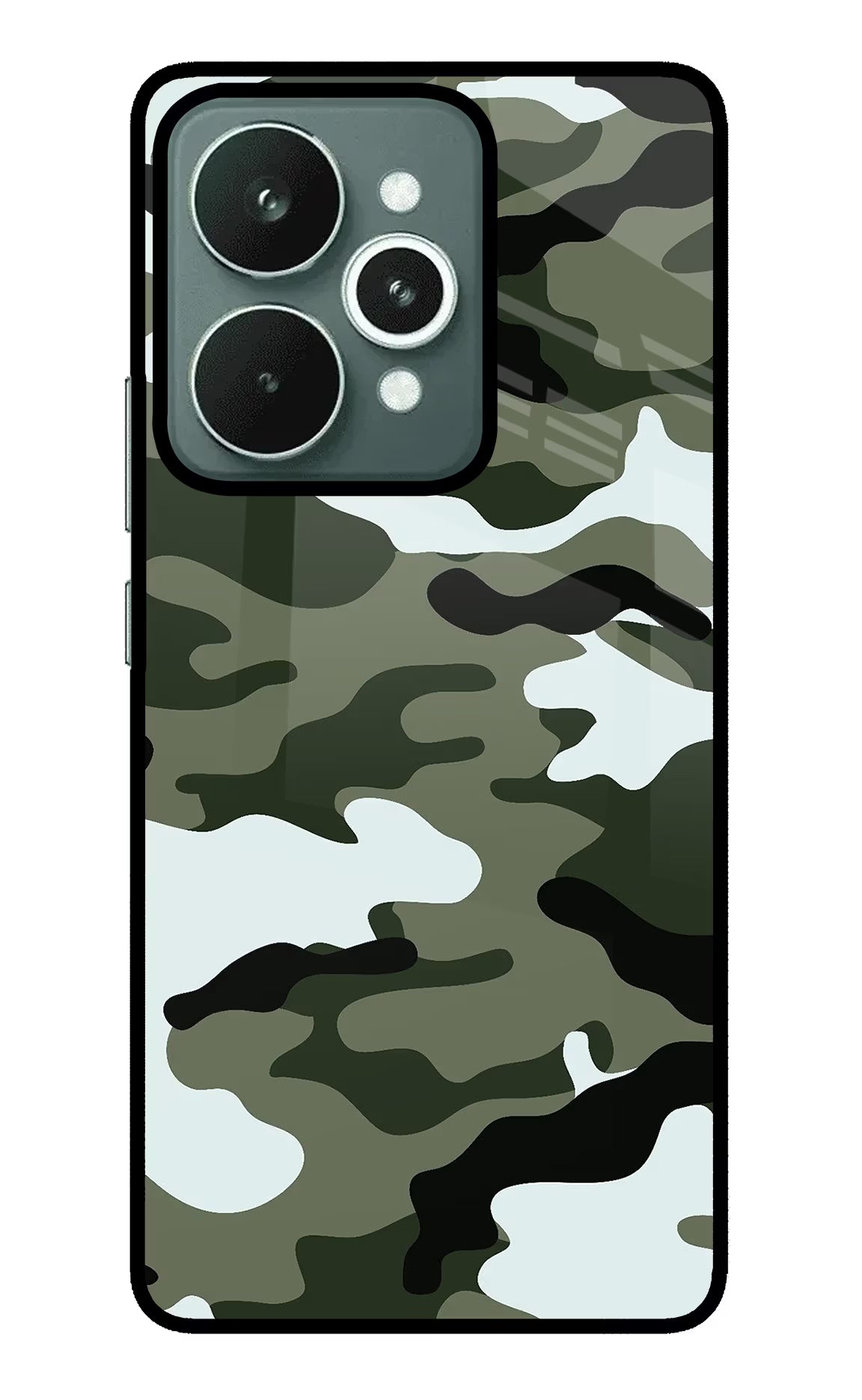 Camouflage Realme 15 Glass Case Back Cover by Casekaro