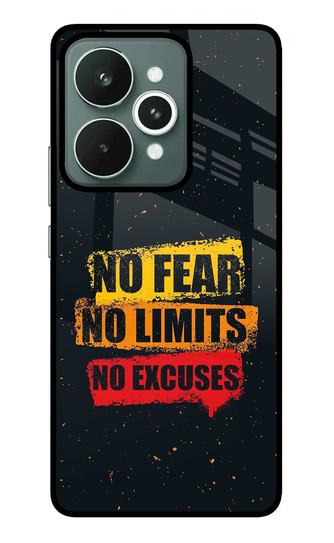 No Fear No Limits No Excuse Realme 15 Glass Case Back Cover by Casekaro
