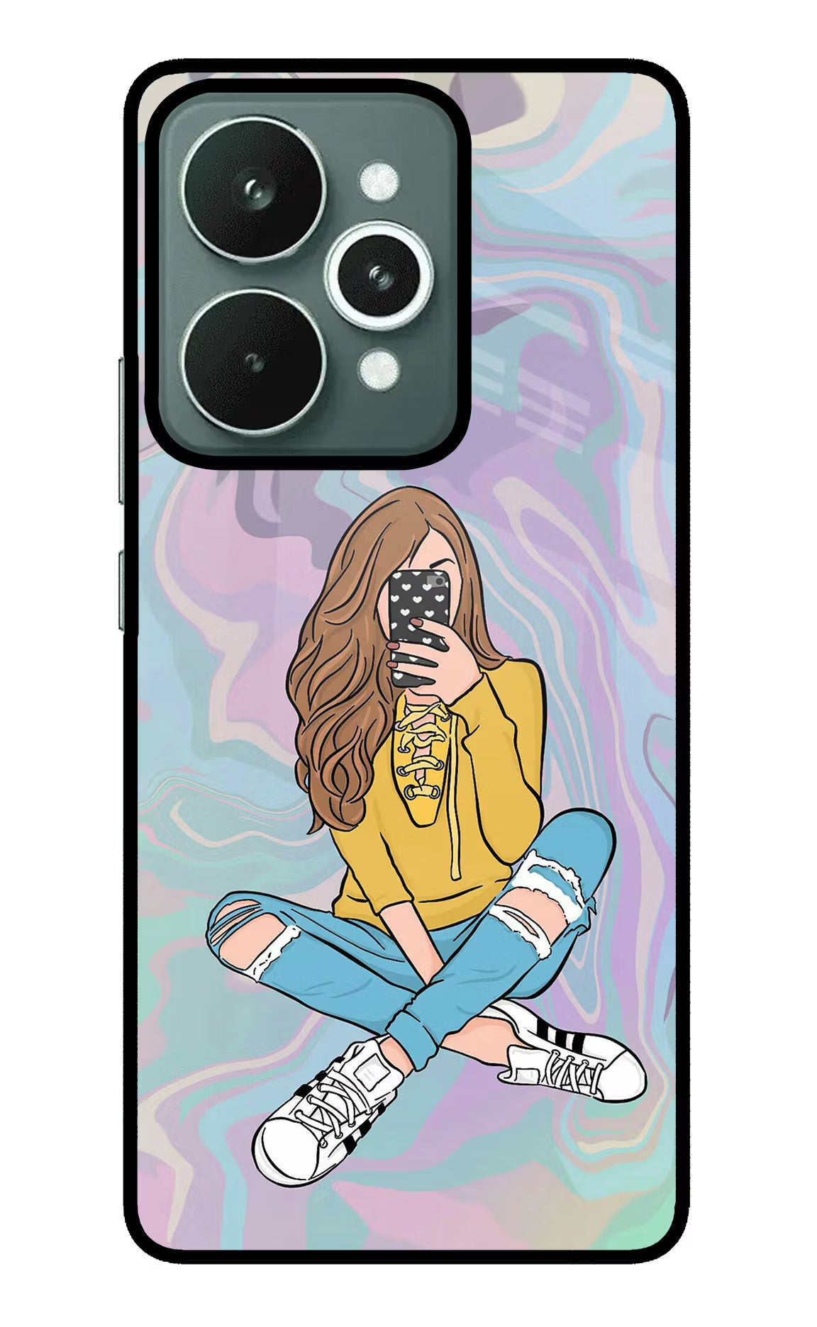 Selfie Girl Realme 15 Glass Case Back Cover by Casekaro
