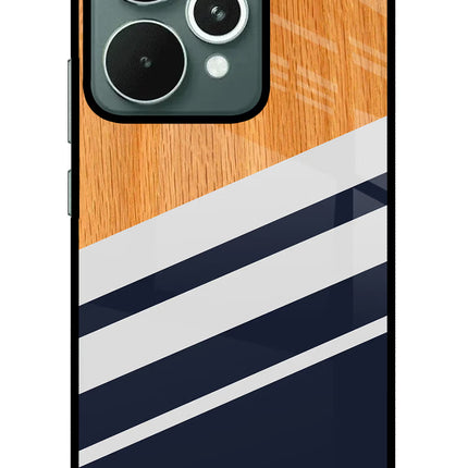 Blue and white wooden Realme 15 Glass Case
