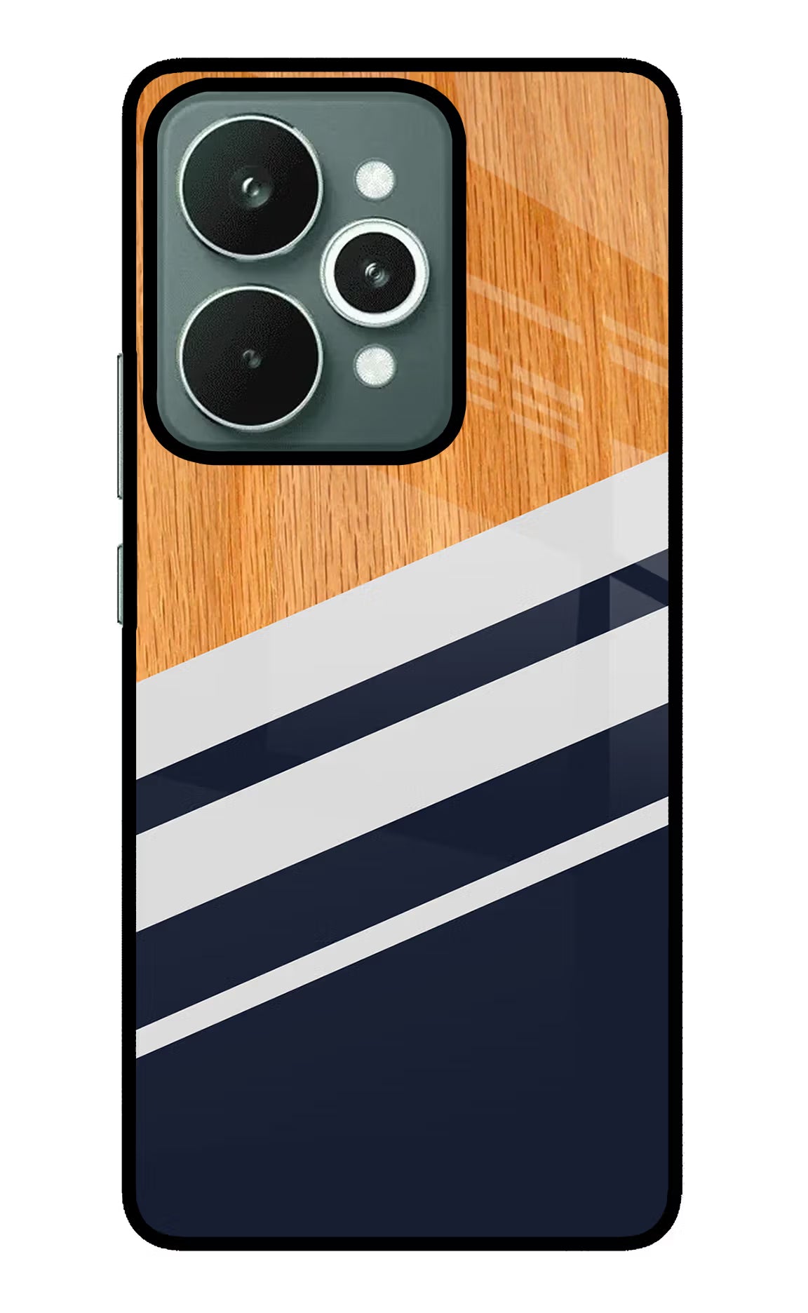 Blue and white wooden Realme 15 Glass Case Back Cover by Casekaro