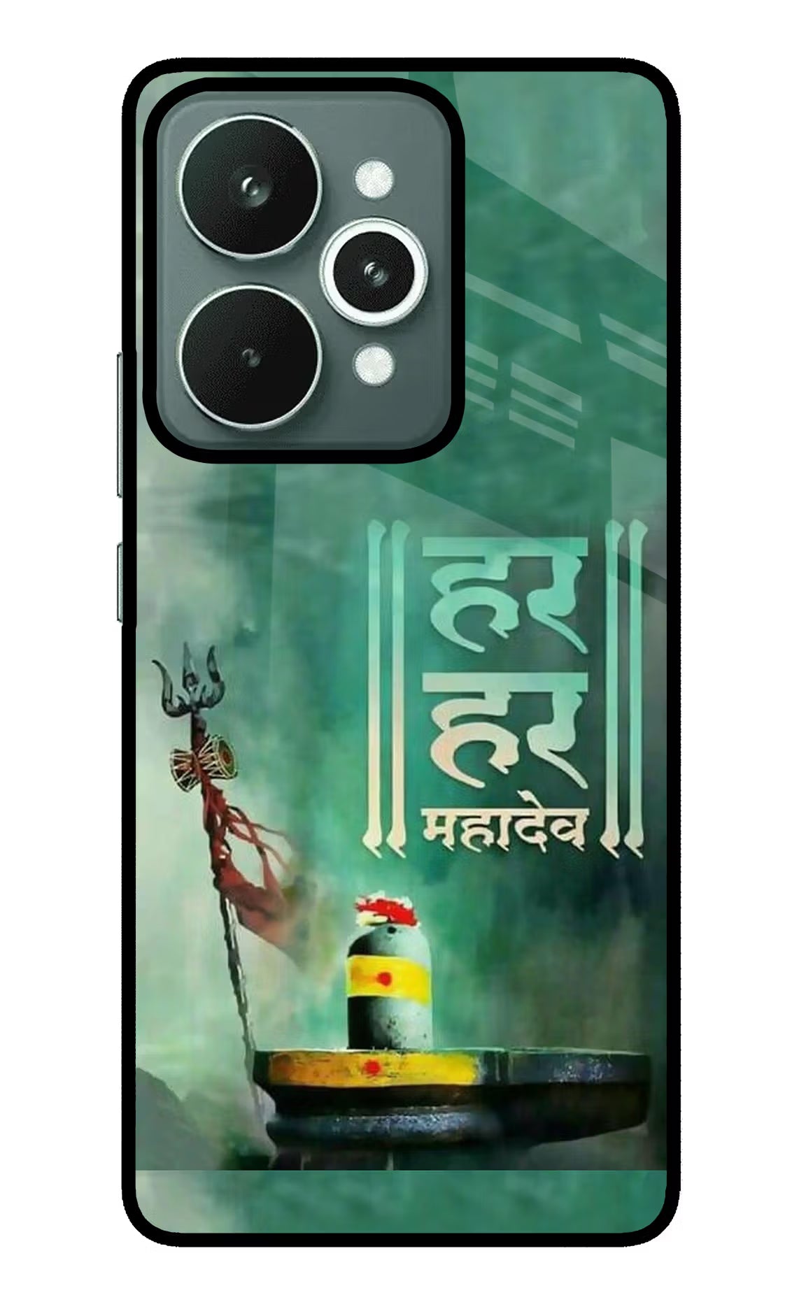 Har Har Mahadev Shivling Realme 15 Glass Case Back Cover by Casekaro