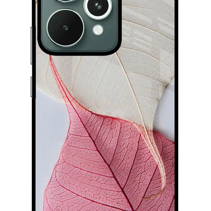 White Pink Leaf Realme 15 Glass Case