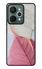 White Pink Leaf Realme 15 Glass Case