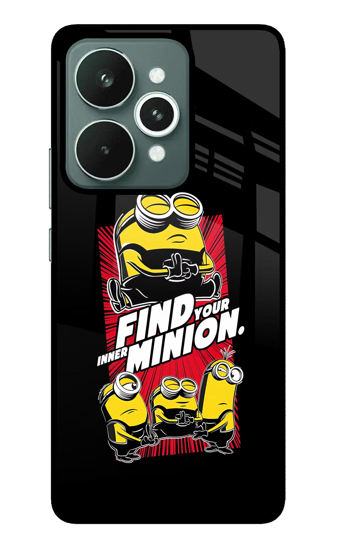 Find your inner Minion Realme 15 Glass Case Back Cover by Casekaro