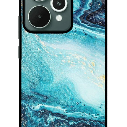 Blue Glitter Marble Realme 15 Glass Case