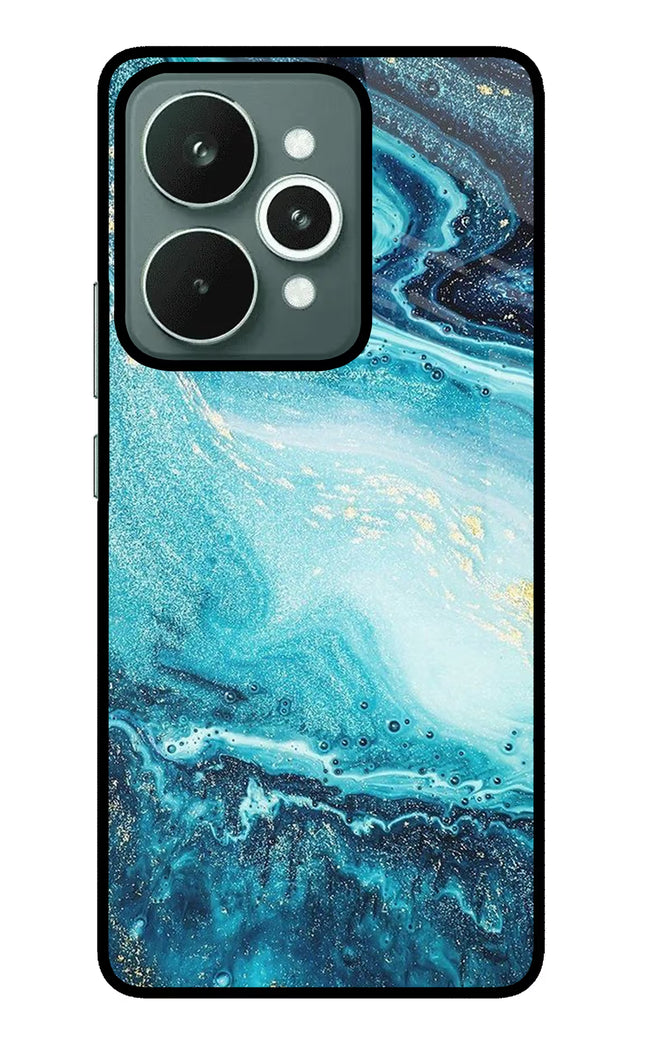 Blue Glitter Marble Realme 15 Glass Case