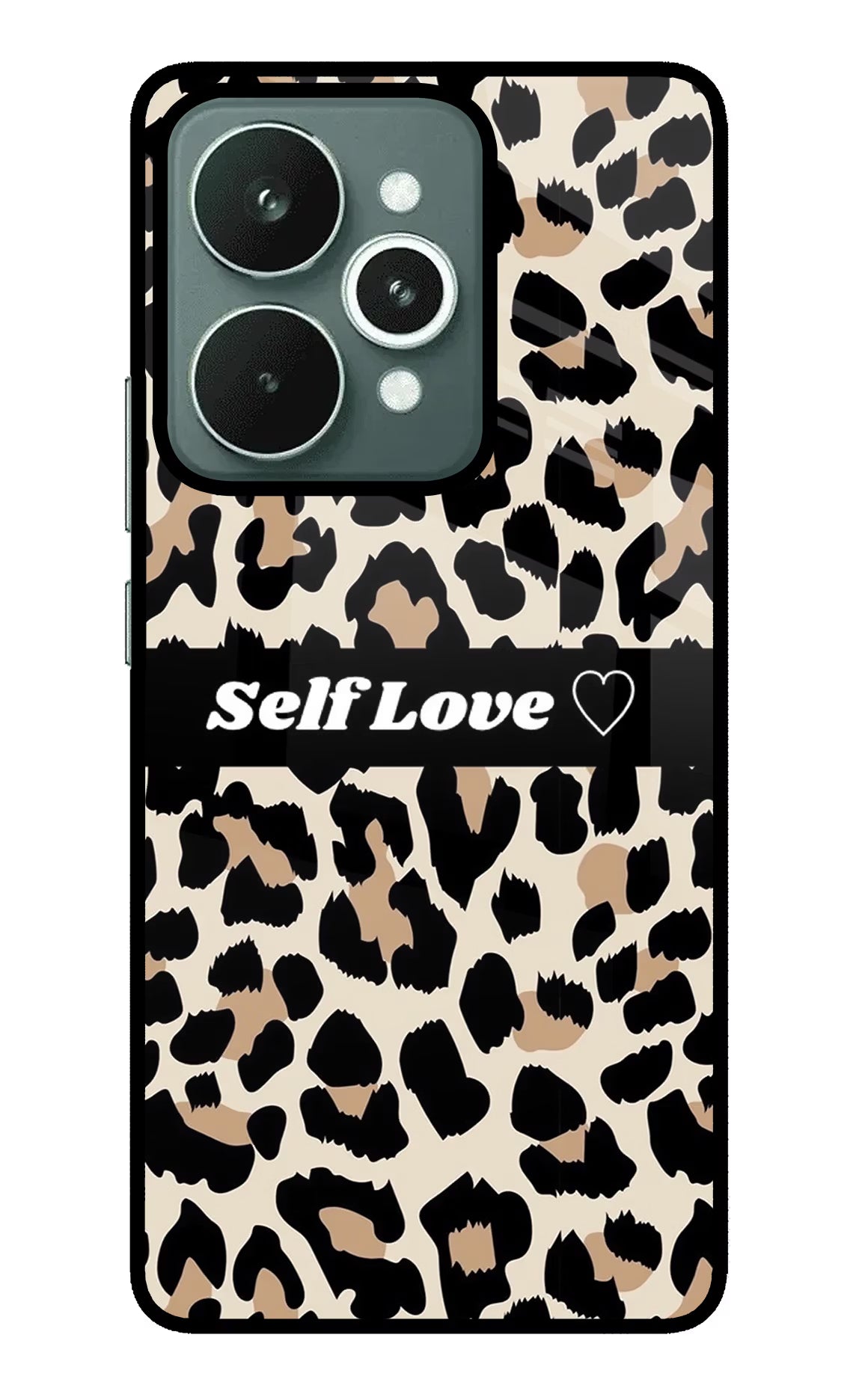 Leopard Print Self Love Realme 15 Glass Case Back Cover by Casekaro