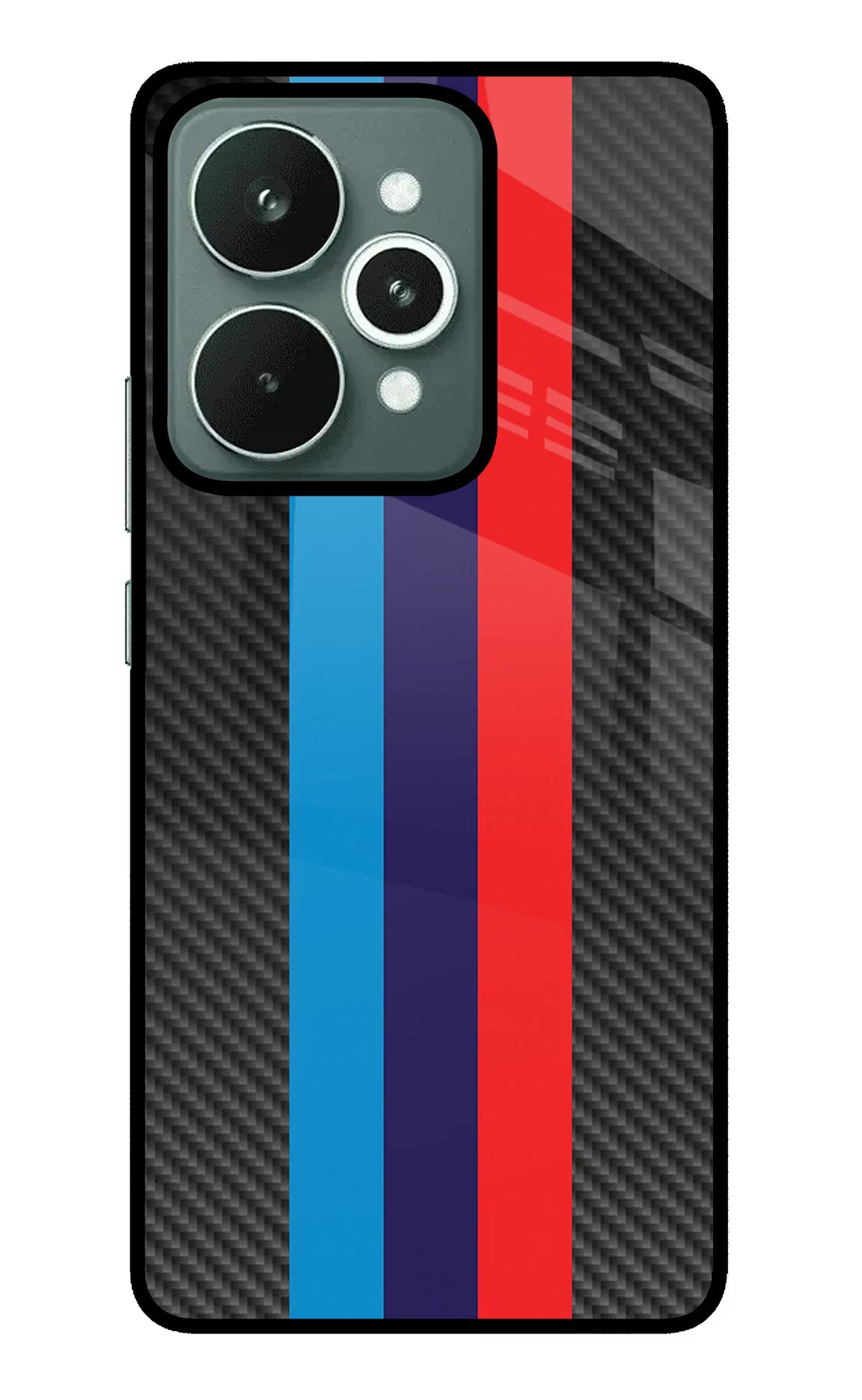 BMW Stripes Pattern Realme 15 Glass Case Back Cover by Casekaro