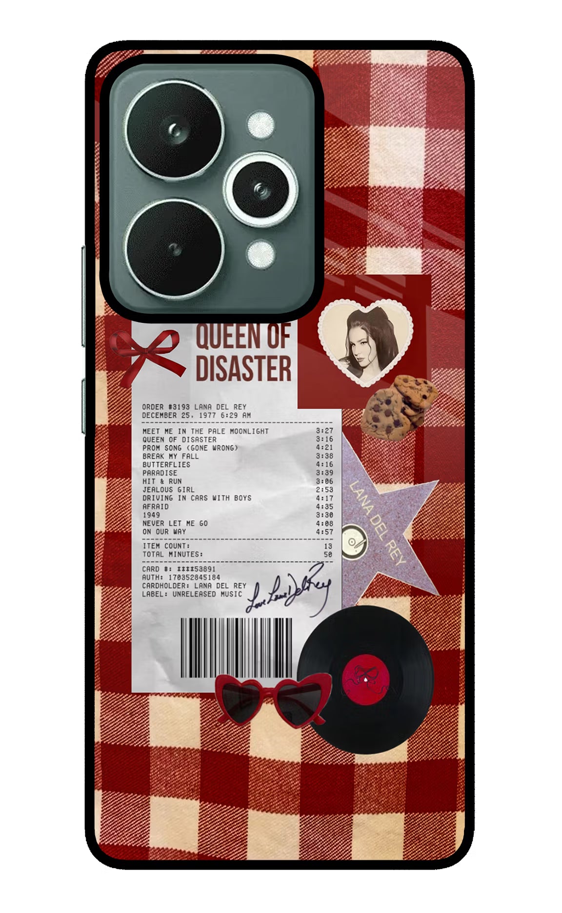 Queen of Disaster Realme 15 Glass Case Back Cover by Casekaro