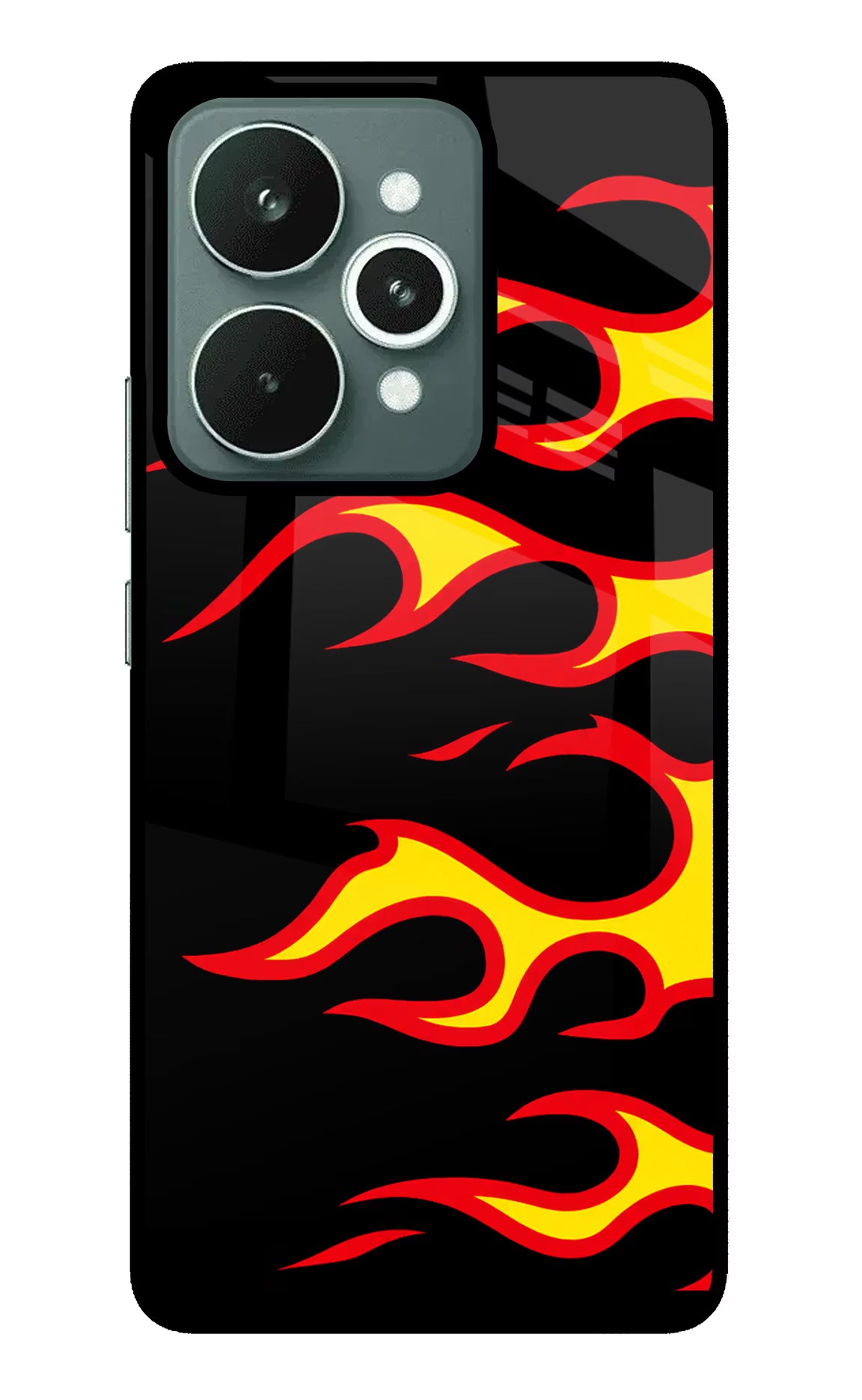Side Sweep Flames Realme 15 Glass Case