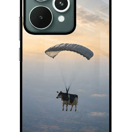 Skydiving Cow Realme 15 Glass Case