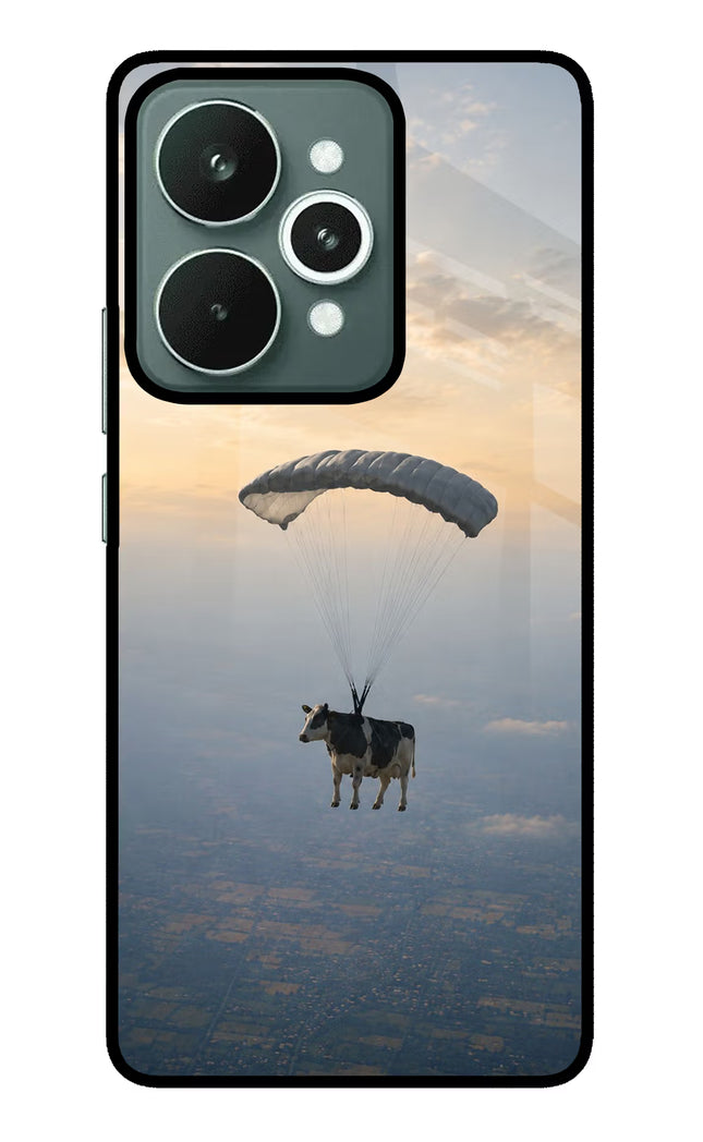 Skydiving Cow Realme 15 Glass Case
