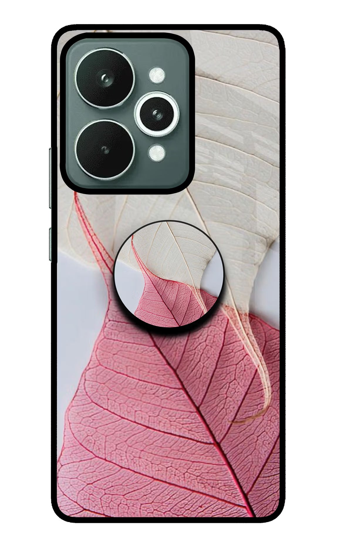 White Pink Leaf Realme 15 Pop Case by Casekaro
