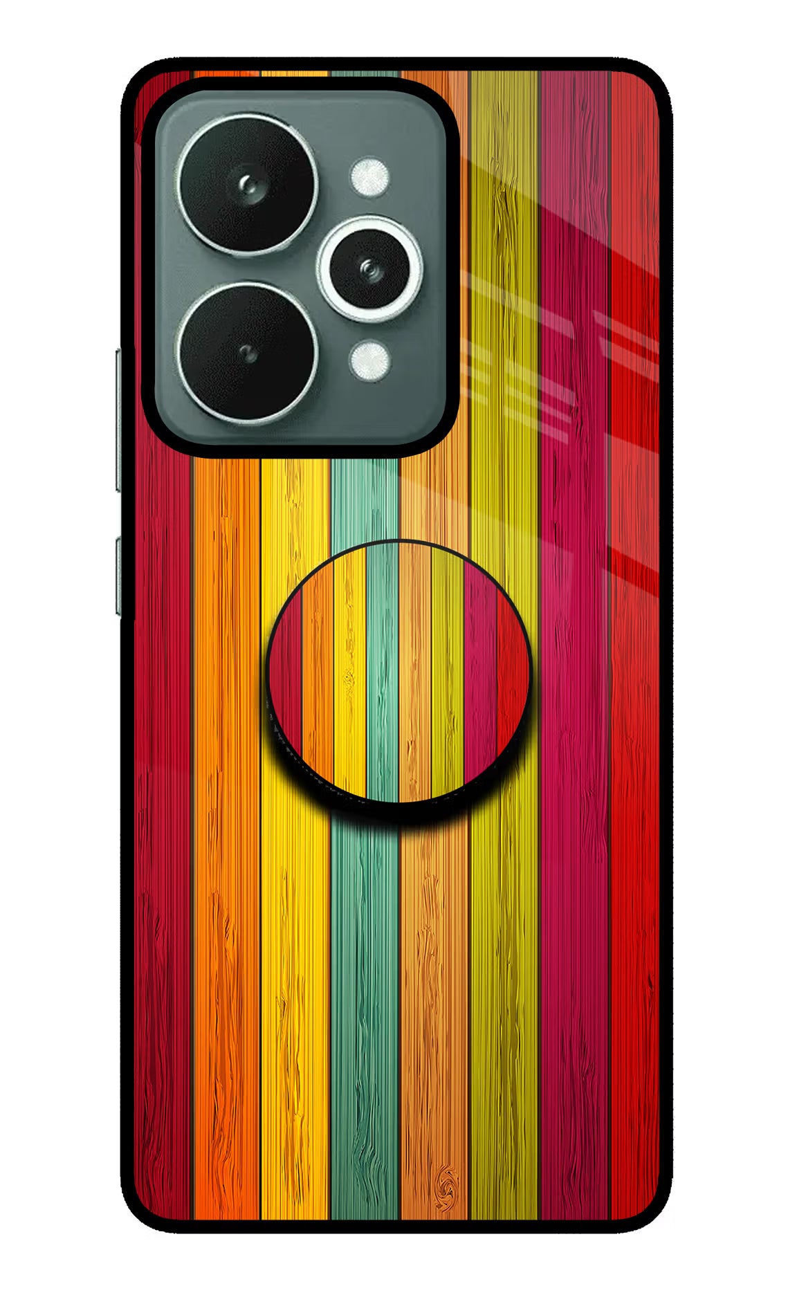 Multicolor Wooden Realme 15 Pop Case by Casekaro