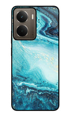 Blue Glitter Marble Realme P3 Glass Case