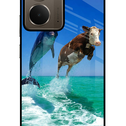 Dolphin vs Cow Realme P3 Glass Case