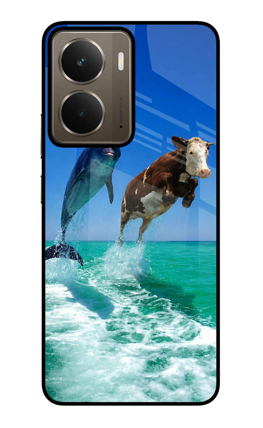 Dolphin vs Cow Realme P3 Back Cover, Glass case