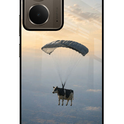 Skydiving Cow Realme P3 Glass Case