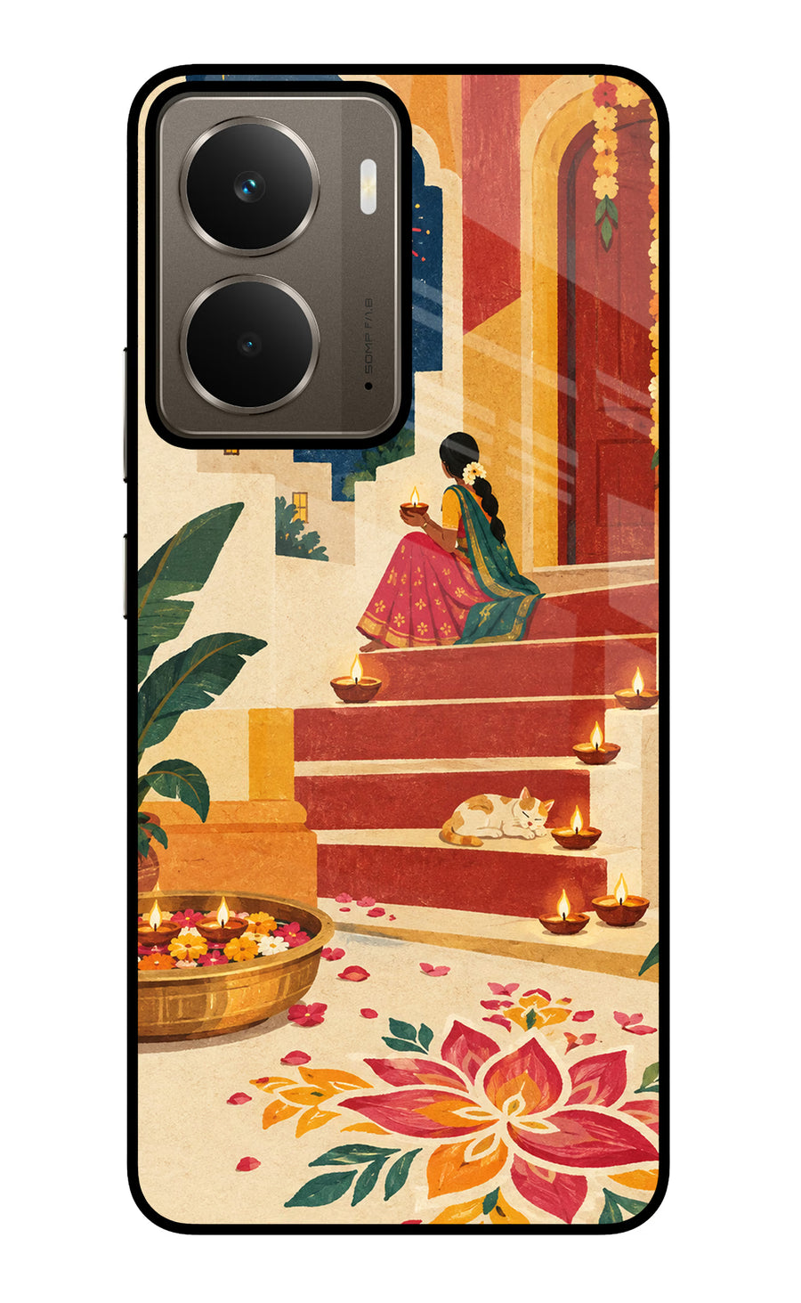 Diwali Rangoli Realme P3 Back Cover, Glass case