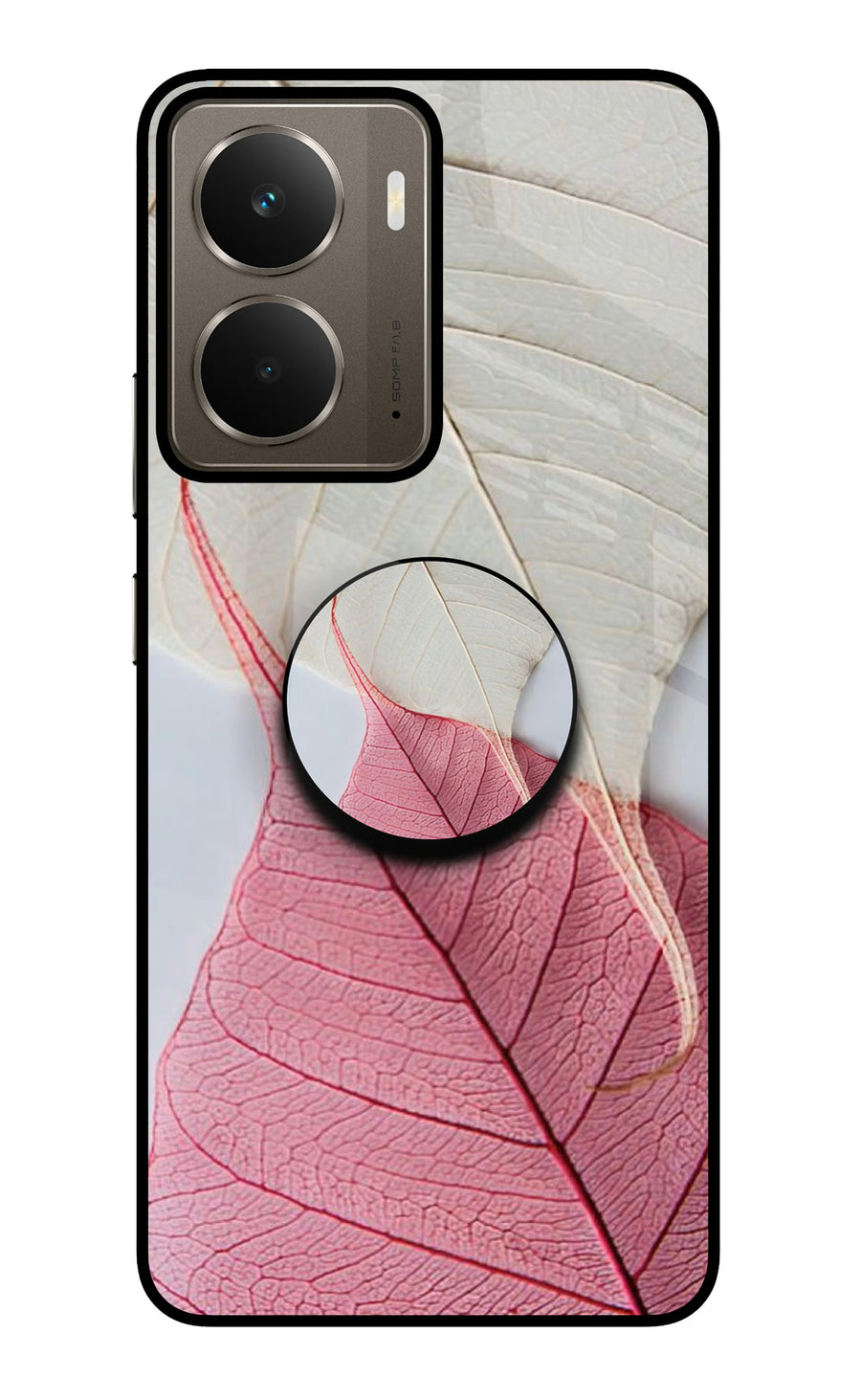 White Pink Leaf Realme P3 Pop Case, Glass case